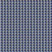 Maharam Oxbow Trope textile, geometric pattern in dusty blue, beige, and brownish-blue tones, woven thread texture, studio lighting.